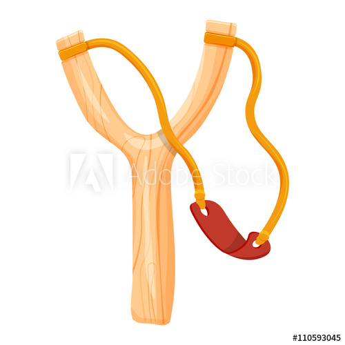 500x500 Wooden Slingshot Vector Illustration Isolated On White Background