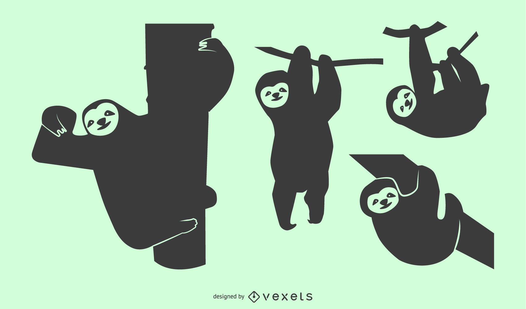 1701x1000 Sloth Silhouette Design Set