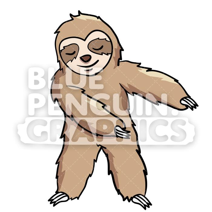 700x700 Sloth Floss Vector Cartoon Clipart Illustration Blue Penguin