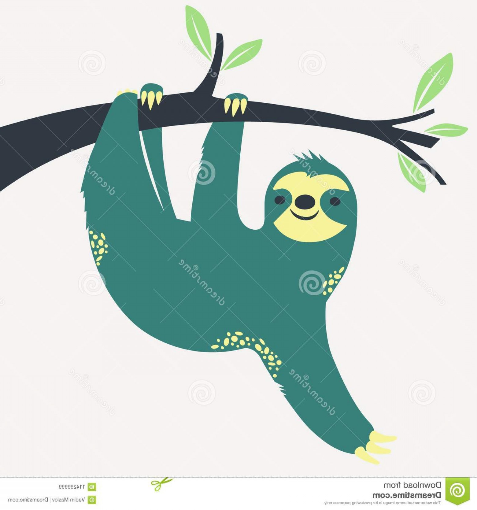 1560x1668 Sloth Hanging Tree Vector Illustration Sloth Hanging Tree Image