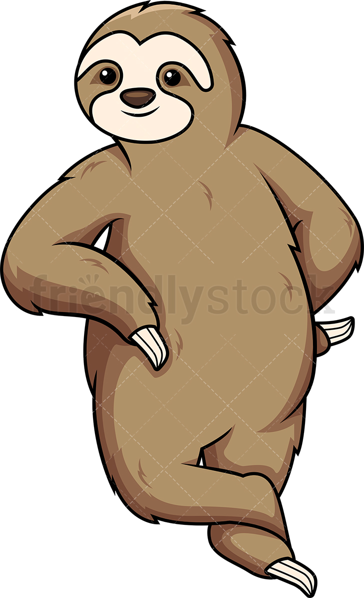 728x1194 Sloth Leaning On Something Cartoon Clipart Vector