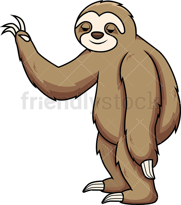 706x800 Sloth Making A Slow Gesture Cartoon Vector Clipart