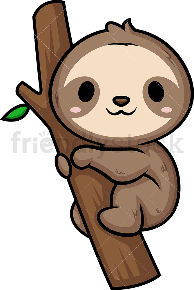 669x1000 Chibi Kawaii Sloth Clipart Cartoon Vector