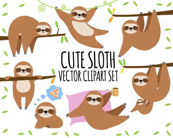 570x456 Vector Clipart Sloths Sloth Bear Clipart Scrap Book Etsy
