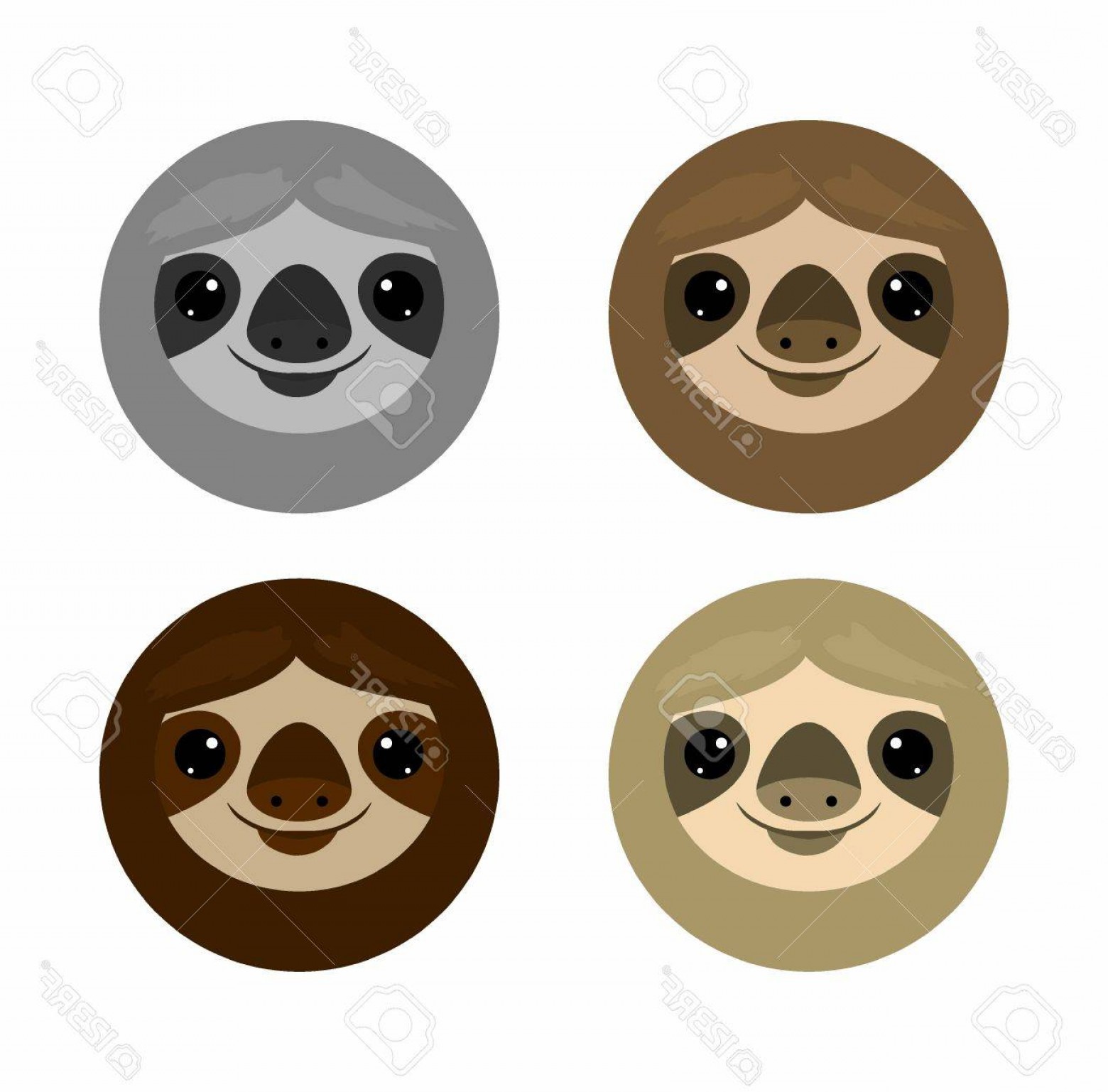 1560x1537 Photostock Vector Cute Face Sloth Animals Sloth On White