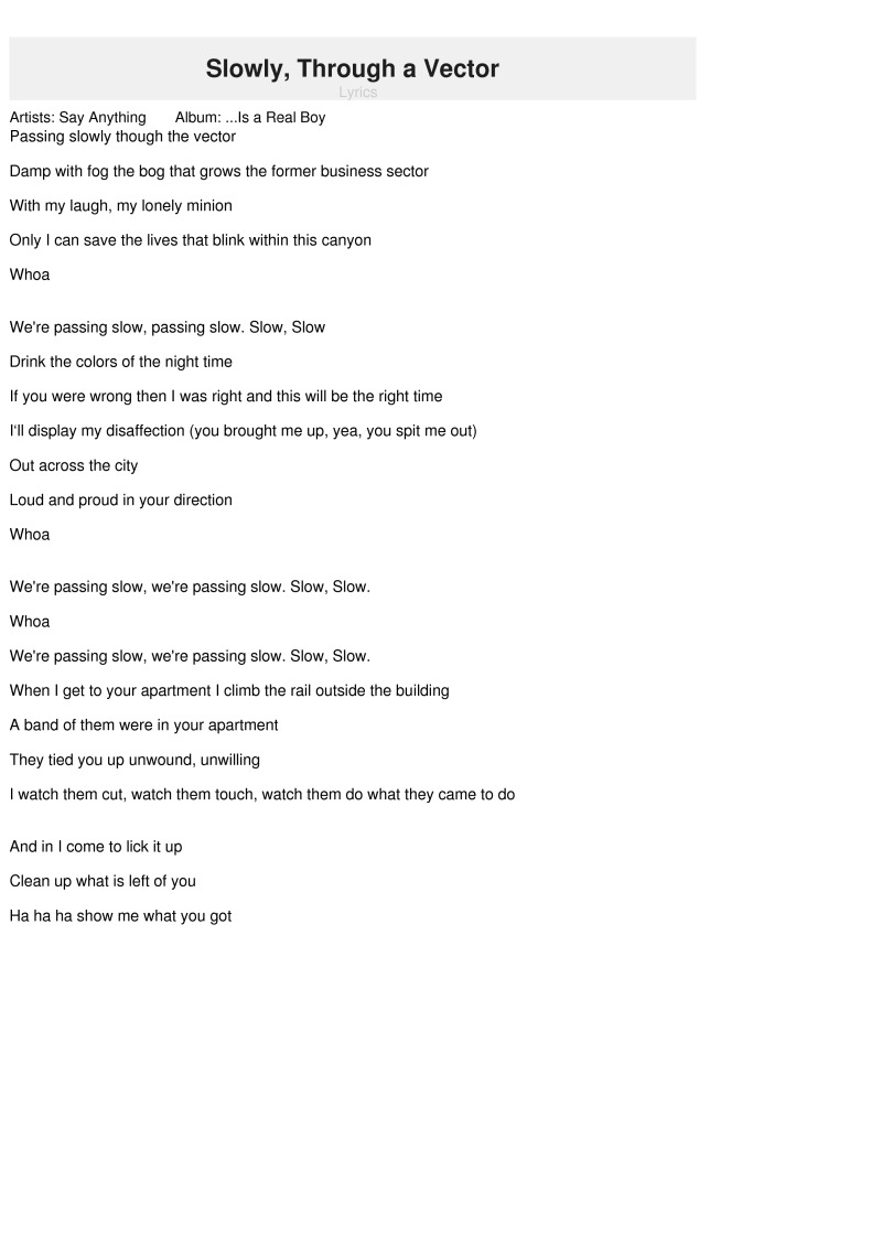 800x1131 Slowly, Through A Vector Lyrics