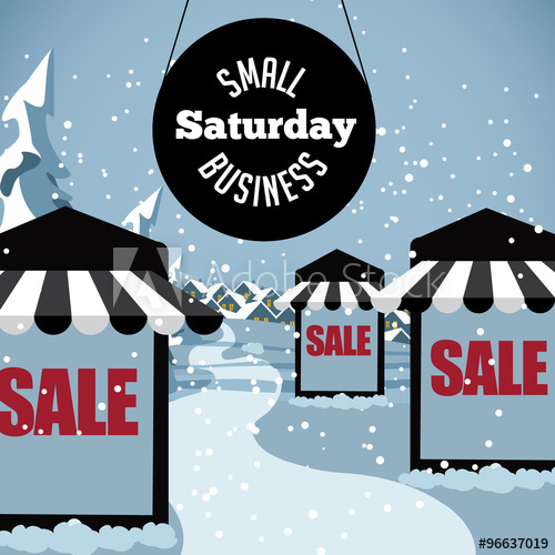 Small Business Saturday Snowy Scene Vector Illustration 500x500 Small Business Saturday Snowy Scene Vector Illustration