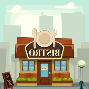 300x300 Cartoon Bistro Restaurant Building Small Business Vector Wallkeeper