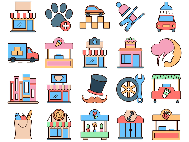 800x600 Small Business Vector Free Icon Set
