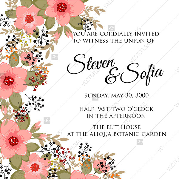 Small Red Flowers Of Granat Wedding Vector Floral Invitation 600x600 Small Red Flowers Of Granat Wedding Vector Floral Invitation