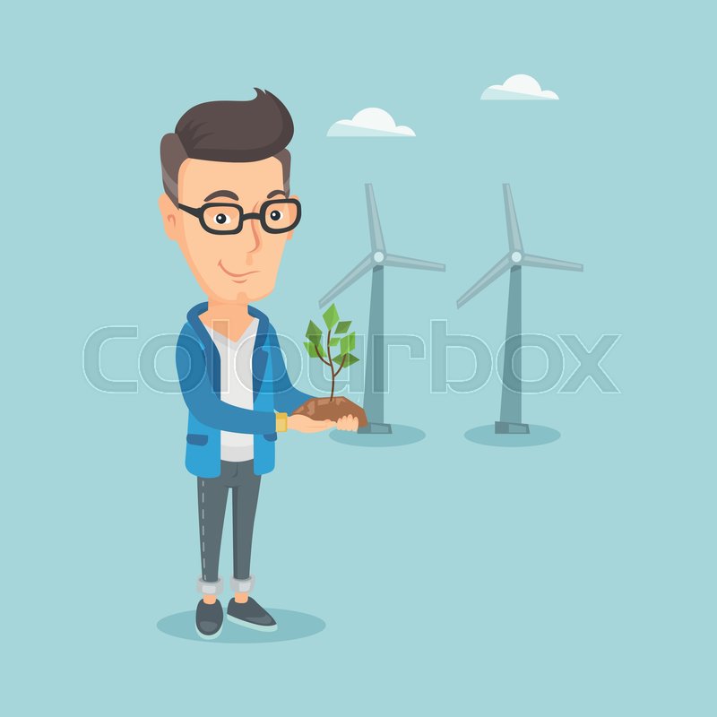 800x800 Young Caucasian Smiling Worker Of Wind Stock Vector Colourbox
