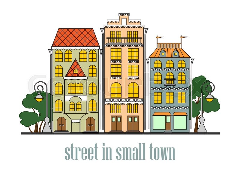 The Street Of A Small Town Vector Stock Vector Colourbox 800x566 The Street Of A Small Town Vector Stock Vector Colourbox