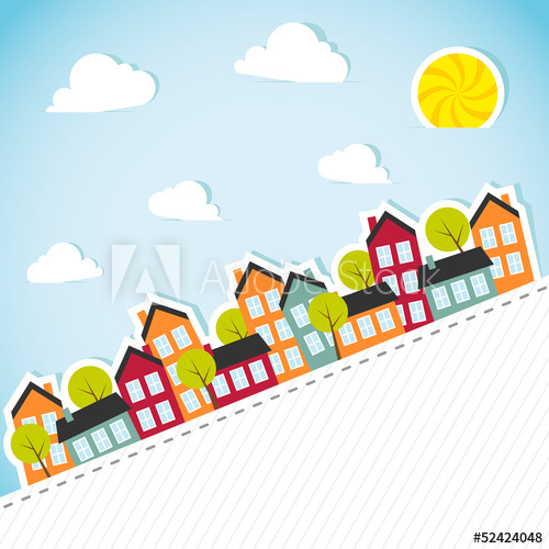 Paper Banner With Small Town Vector Illustration 500x500 Paper Banner With Small Town Vector Illustration