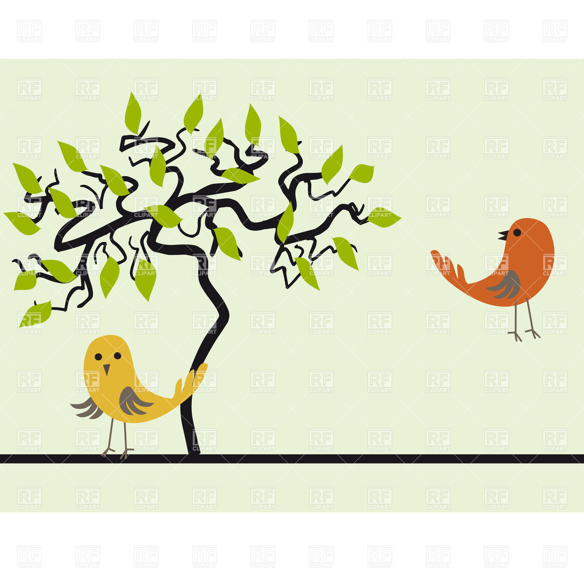 Stylized Couple Of Birds And Small Tree Vector Image Of Plants 1200x1200 Stylized Couple Of Birds And Small Tree Vector Image Of Plants