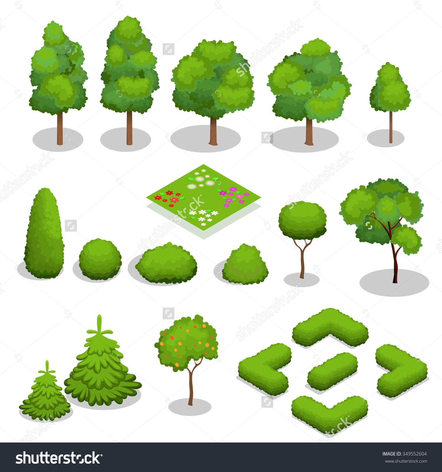 Trees Isometric Flowers, Grass, Big And Small Trees, Leakage 1500x1600 Trees Isometric Flowers, Grass, Big And Small Trees, Leakage