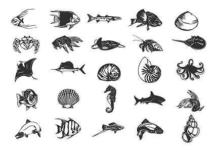 425x299 Various Ocean Small Animals Design Vector Free Download