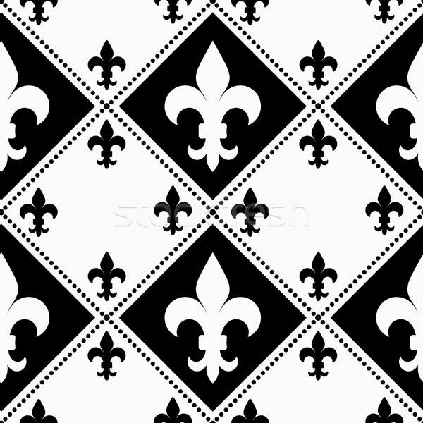 600x600 Black And White Alternating Fleur De Lis With Small Vector