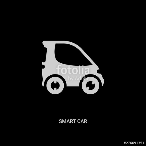 500x500 White Smart Car Vector Icon On Black Background Modern Flat Smart