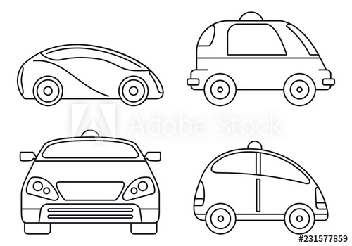 500x350 Driverless Smart Car Icon Set Outline Set Of Driverless Smart Car