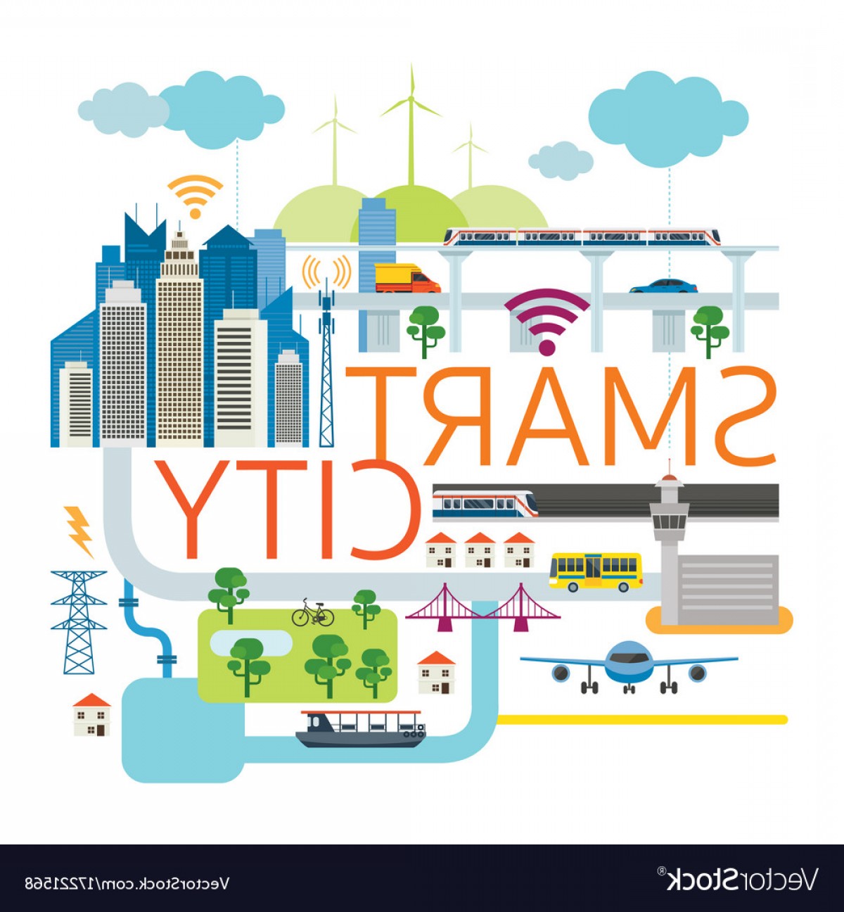 1200x1296 Smart City Or Intelligent Public Transport Vectors Hoodamathrun