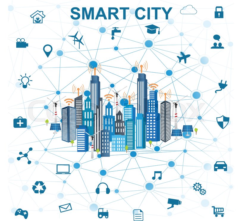 800x743 Smart City Concept With Different Icon Stock Vector Colourbox