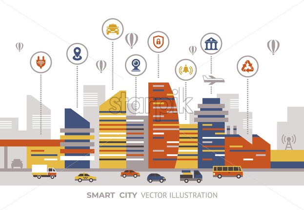 623x431 Smart City Technology Icons Infographics Collection, Digital