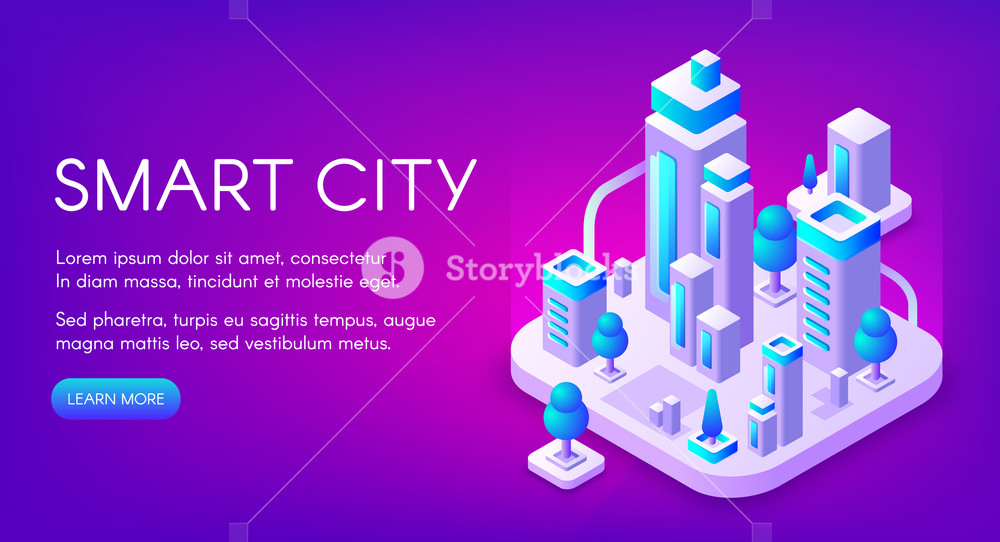 1000x542 Smart City Vector Illustration Of Town With Digital Communication