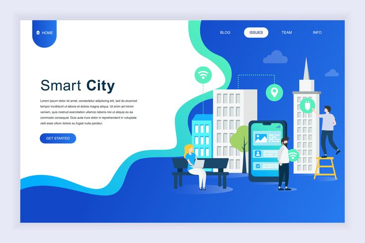 735x490 Modern Flat Design Concept Of Smart City