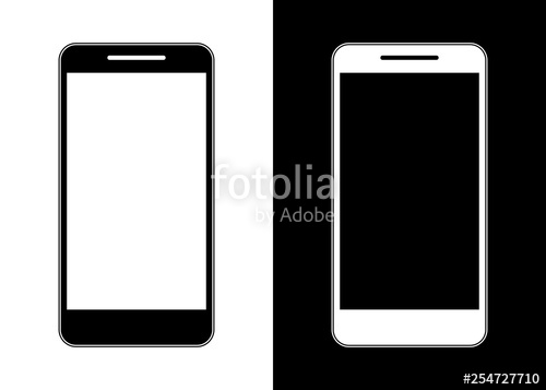 500x357 Black And White Smartphone Icon, Vector Illustration Stock Image
