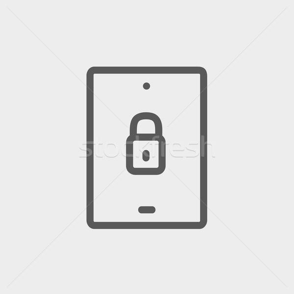 600x600 Smartphone Security Thin Line Icon Vector Illustration Andrei