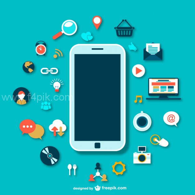 626x626 Vector Smartphone With Icons Vector Free Download