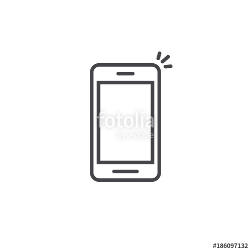 500x500 Mobile Phone Icon Vector, Line Art Outline Style Of Smartphone