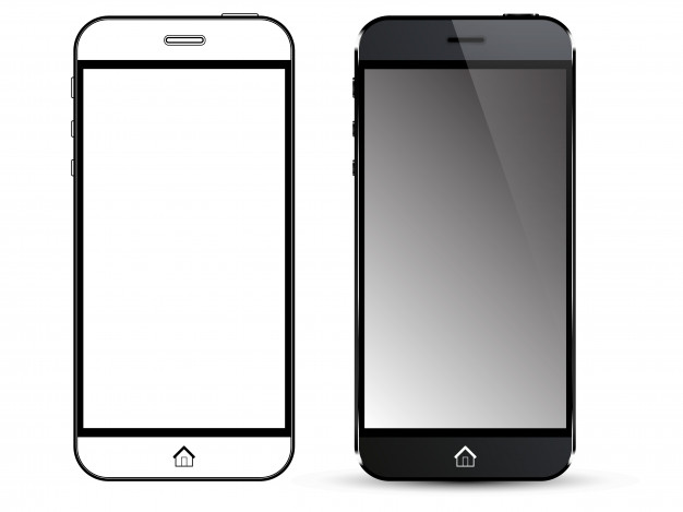 626x469 Black Smart Phone Front View And Outline Vector Premium Download
