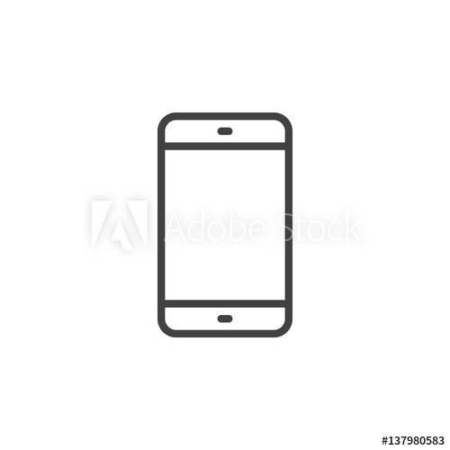500x500 Smartphone Line Icon, Outline Vector Sign, Linear Style Pictogram