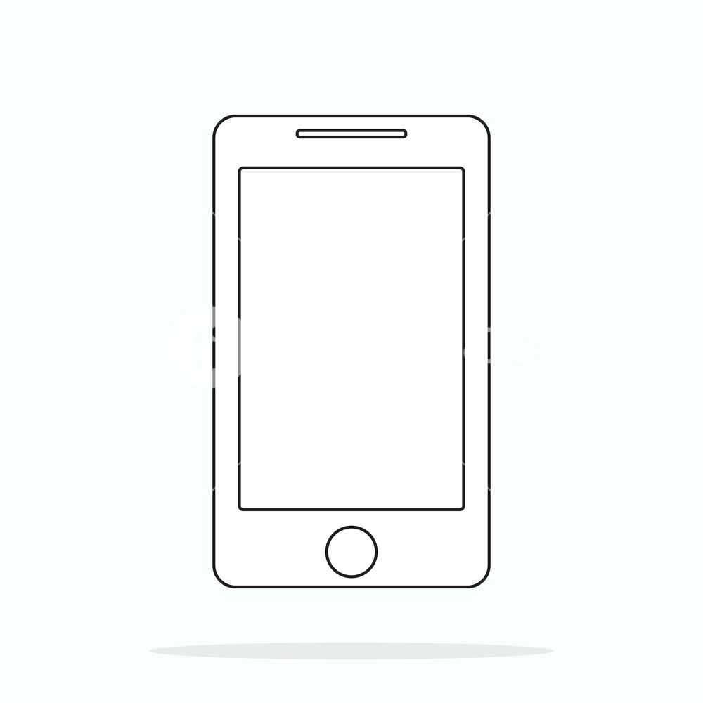 1000x1000 Smartphone Line Outline Style Vector Illustration, Simple Mobile
