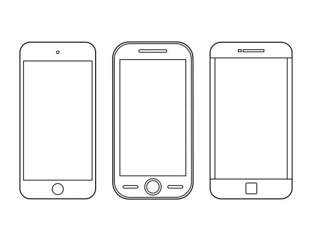 633x490 Smartphone Outline Icon Set