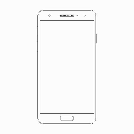 450x450 Smartphone Outline Template Vector Wireframe Contour Of Modern