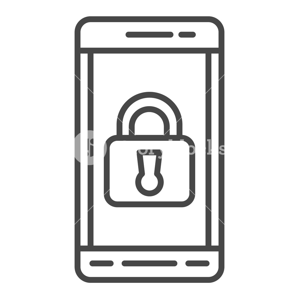 1000x1000 Locked Smartphone Icon Outline Locked Smartphone Vector Icon