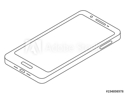 500x375 Simple Line Mobile Cell Phone Isometric Smartphone Vector Icon