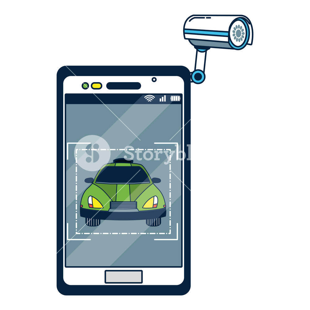 1000x1000 Gps Car Tracking Technology From Smartphone Vector Illustration