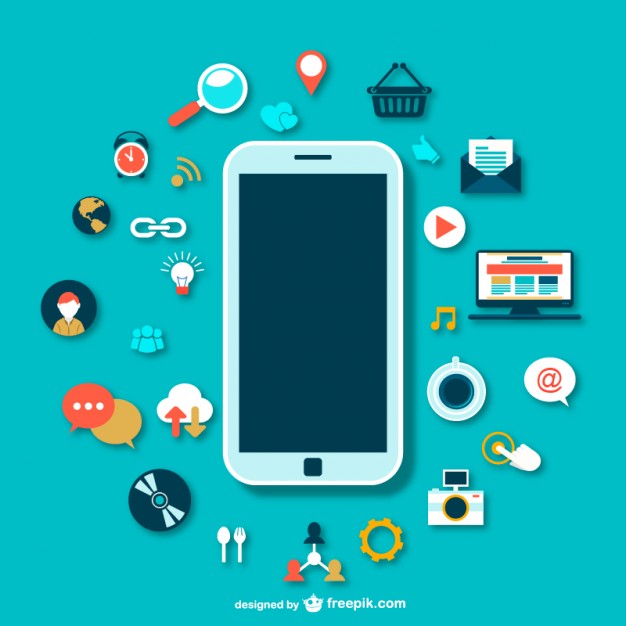 626x626 Smartphone With Icons Free Vector