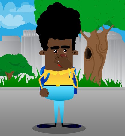 416x450 Schoolboy Holding His Nose Because Of A Bad Smell Vector Cartoon