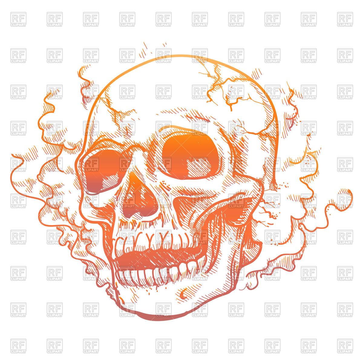 1200x1200 Hand Drawn Human Skull In Smoke Smell Vector Image Of Conceptual