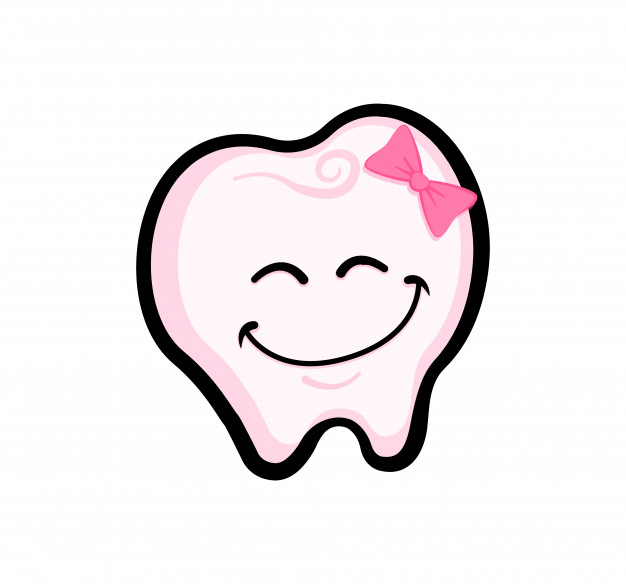 626x584 Smiling Tooth With A Pink Bow Vector Premium Download