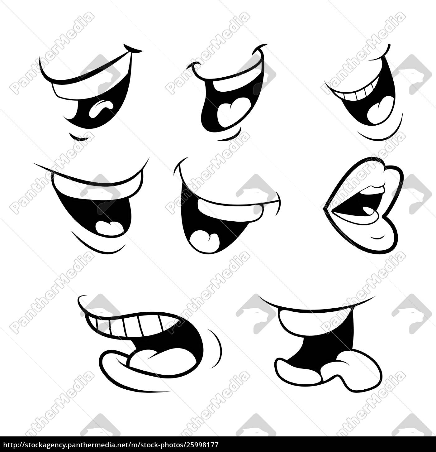 1400x1450 Outline Cartoon Mouth Set Tongue, Smile, Teeth