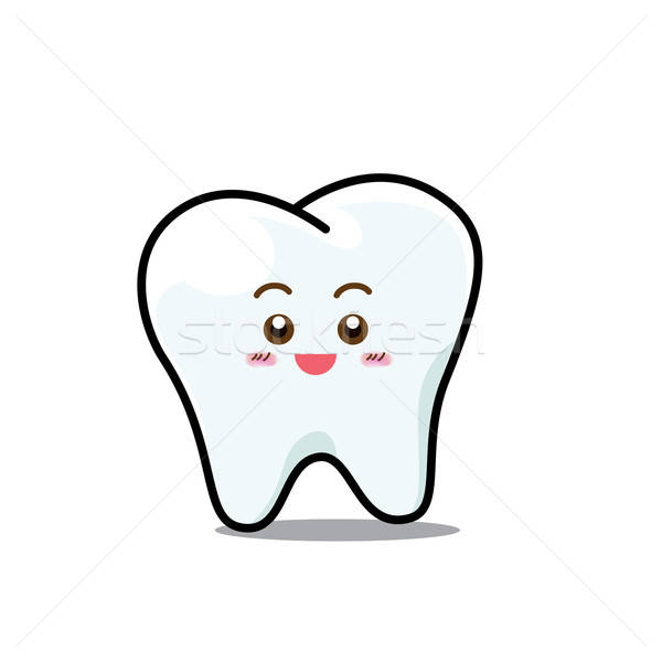 600x600 Happy Dental Smile Tooth Mascot Cartoon Character Isolated On W