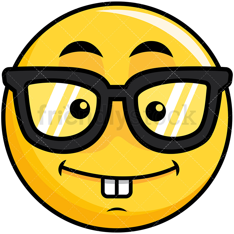 800x800 Geeky Yellow Smiley Emoji Cartoon Vector Clipart
