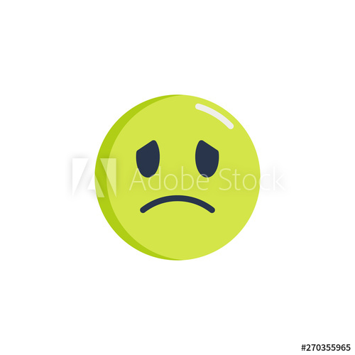 500x500 Sad Face Emoticon Flat Icon, Unhappy Face Emoji Vector Sign