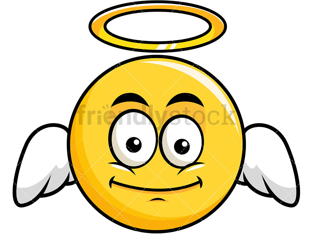 1067x800 Winged Angel Yellow Smiley Emoji Cartoon Vector Clipart
