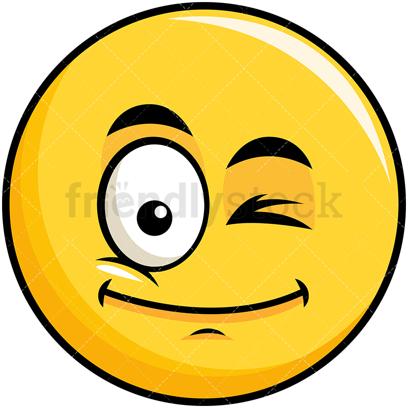 800x800 Winking Yellow Smiley Emoji Cartoon Vector Clipart